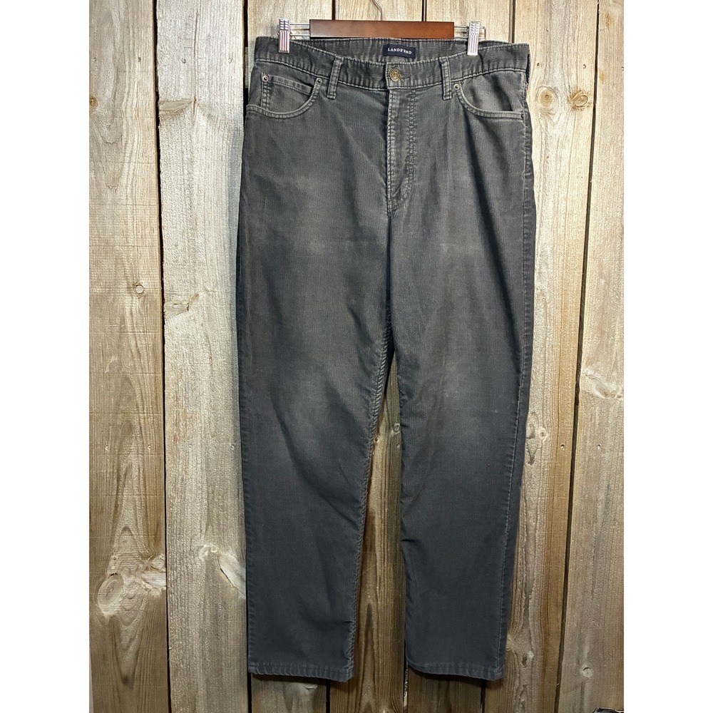 Lands End Mens Charcoal Gray Corduroy Pants Traditional Fit 34x30 F13 432193